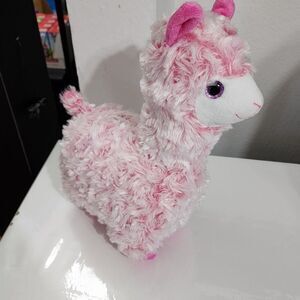 Girls Baby Soft Pink Fuzzy Llama Plush Coin Bank Stuffed Animal Toy